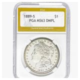 1889-S Morgan Silver Dollar PGA MS63 DMPL