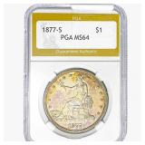 1877-S Silver Trade Dollar PGA MS64