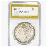 1891-S Morgan Silver Dollar PGA MS62+