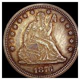 1876-CC Seated Liberty Quarter CLOSELY UNCIRCULATE