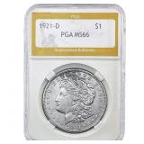 1921-D Morgan Silver Dollar PGA MS66