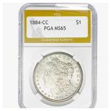 1884-CC Morgan Silver Dollar PGA MS65