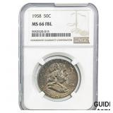 1958 Franklin Half Dollar NGC MS66 FBL