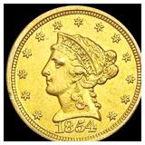 1854 $2.50 Gold Quarter Eagle CLOSELY UNCIRCULATED