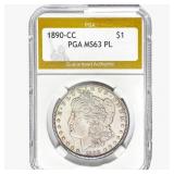 1890-CC Morgan Silver Dollar PGA MS63 PL