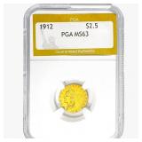 1912 $2.50 Gold Quarter Eagle PGA MS63