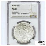 1923-D Silver Peace Dollar NGC MS61