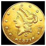 1871 Round California Gold Half Dollar CLOSELY UNC