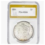 1891 Morgan Silver Dollar PGA MS66