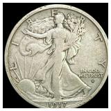 1917-D Obv Walking Liberty Half Dollar NICELY CIRC