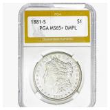 1881-S Morgan Silver Dollar PGA MS65+ DMPL