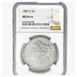 1887-S Morgan Silver Dollar NGC MS61*