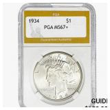 1934 Silver Peace Dollar PGA MS67+