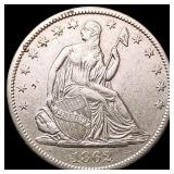 1862-S Seated Liberty Half Dollar CLOSELY UNCIRCUL