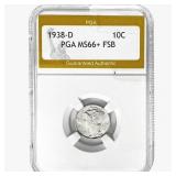 1938-D Mercury Silver Dime PGA MS66+ FSB