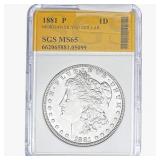 1881-P Morgan Silver Dollar SGS MS65