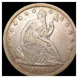 1842 Sm Dt Rev 42 Seated Liberty Half Dollar LIGHT