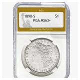 1890-S Morgan Silver Dollar PGA MS63+