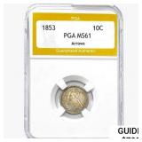 1853 Seated Liberty Dime PGA MS61 Arrows