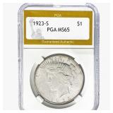 1923-S Silver Peace Dollar PGA MS65