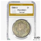 1888-O Morgan Silver Dollar PGA MS62+ Hot Lips