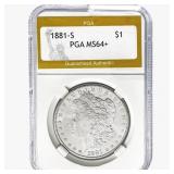 1881-S Morgan Silver Dollar PGA MS64+