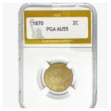 1870 Two Cent Piece PGA AU55