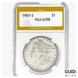 1901-S Morgan Silver Dollar PGA AU58