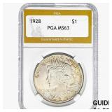 1928 Silver Peace Dollar PGA MS63