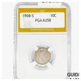 1908-S Barber Dime PGA AU58