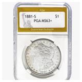 1881-S Morgan Silver Dollar PGA MS63+