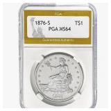 1876-S Silver Trade Dollar PGA MS64