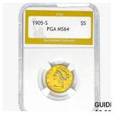 1905-S $5 Gold Half Eagle PGA MS64