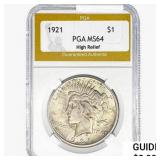 1921 Silver Peace Dollar PGA MS64 High Relief