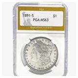 1891-S Morgan Silver Dollar PGA MS63