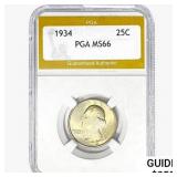 1934 Washington Silver Quarter PGA MS66