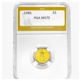 1986 $5 Gold Half Eagle PGA MS70