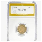 1820 Capped Bust Dime PGA VF20