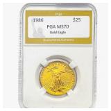 1986 $25 1/4oz Gold Eagle PGA MS70