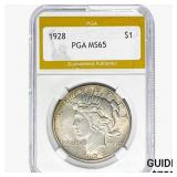 1928 Silver Peace Dollar PGA MS65