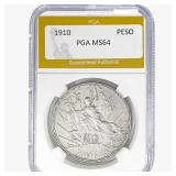 1910 Mexico Silver Peso PGA MS64