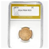 1870 Two Cent Piece PGA PR64 RED