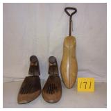 3 vintage shoe forms