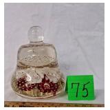 st. clair bell paperweight w/red/white flowers