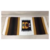 Hand woven Aztec Mexican rug fringe tapestry