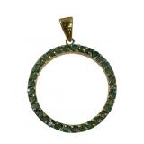 Gold toned .925 silver Emerald Halo Pendent