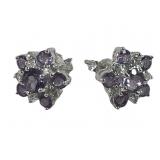 Ladies 925 Silver Amethyst & CZ Earrings