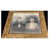 c1900 Portrait Husband and Wife Lg Gilded Wooden