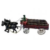 Vintage Clydesdale horse drawn beer barrel wagon