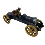 Vintage Cast Iron Race Car W/Driver